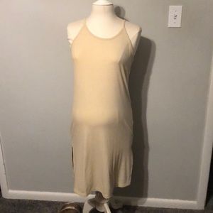 Mom & Co. Tan Spaghetti Strap Maternity Dress